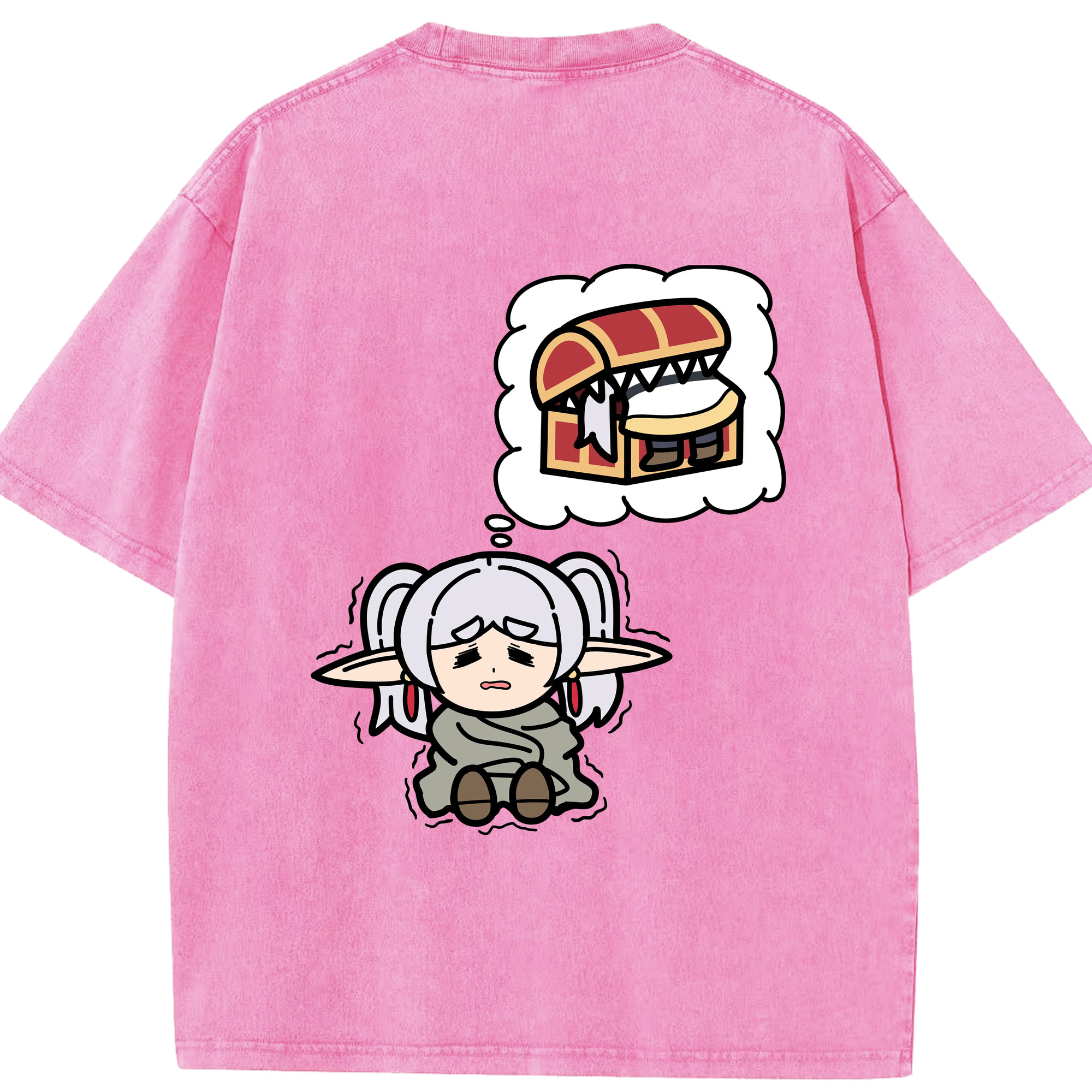 （画像用） 葬送のフリーレン Frieren 綿100% ヴィンテージ風 半袖Tシャツ（背面プリント）